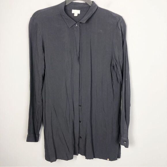HANRO KNITS | Gray Button Down Long Sleeve Dress Shirt Women’s Size X-Small - Picture 1 of 8